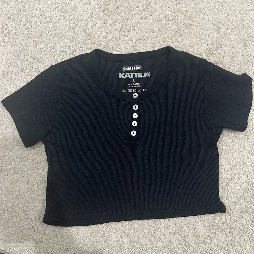 Katie J NYC black kids L short sleeve shirt